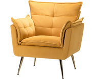 Yellow Modern Tub Accent Chair Gold Metal Legs Upholstered Lounge Chair