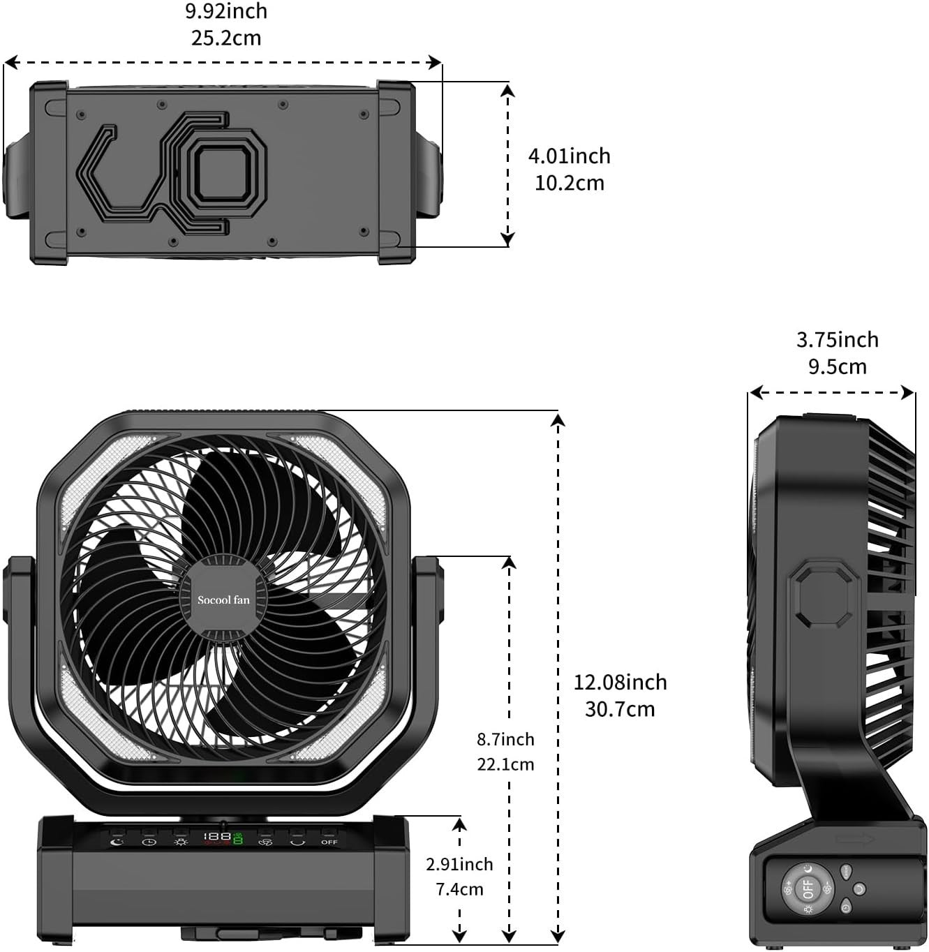 Camping Fan w/ Light – 9-Speed Rechargeable 20000mAh Fan w/ Timer & Remote