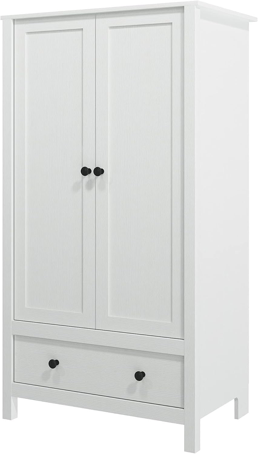 2 Door Bedroom Wardrobe with Drawer | Durable MDF, Modern Storage Unit