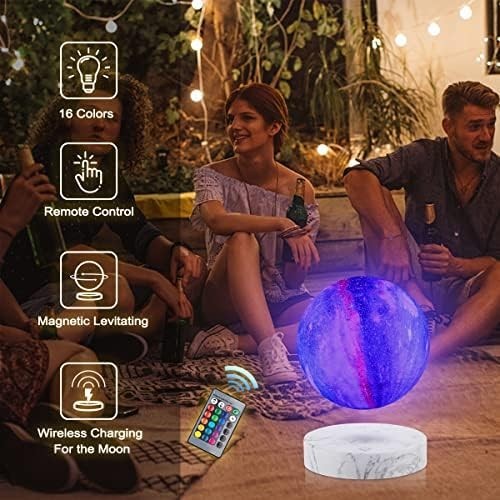 Levitating 3D Moon Lamp 16 Colors Magnetic Marble Base Night Light