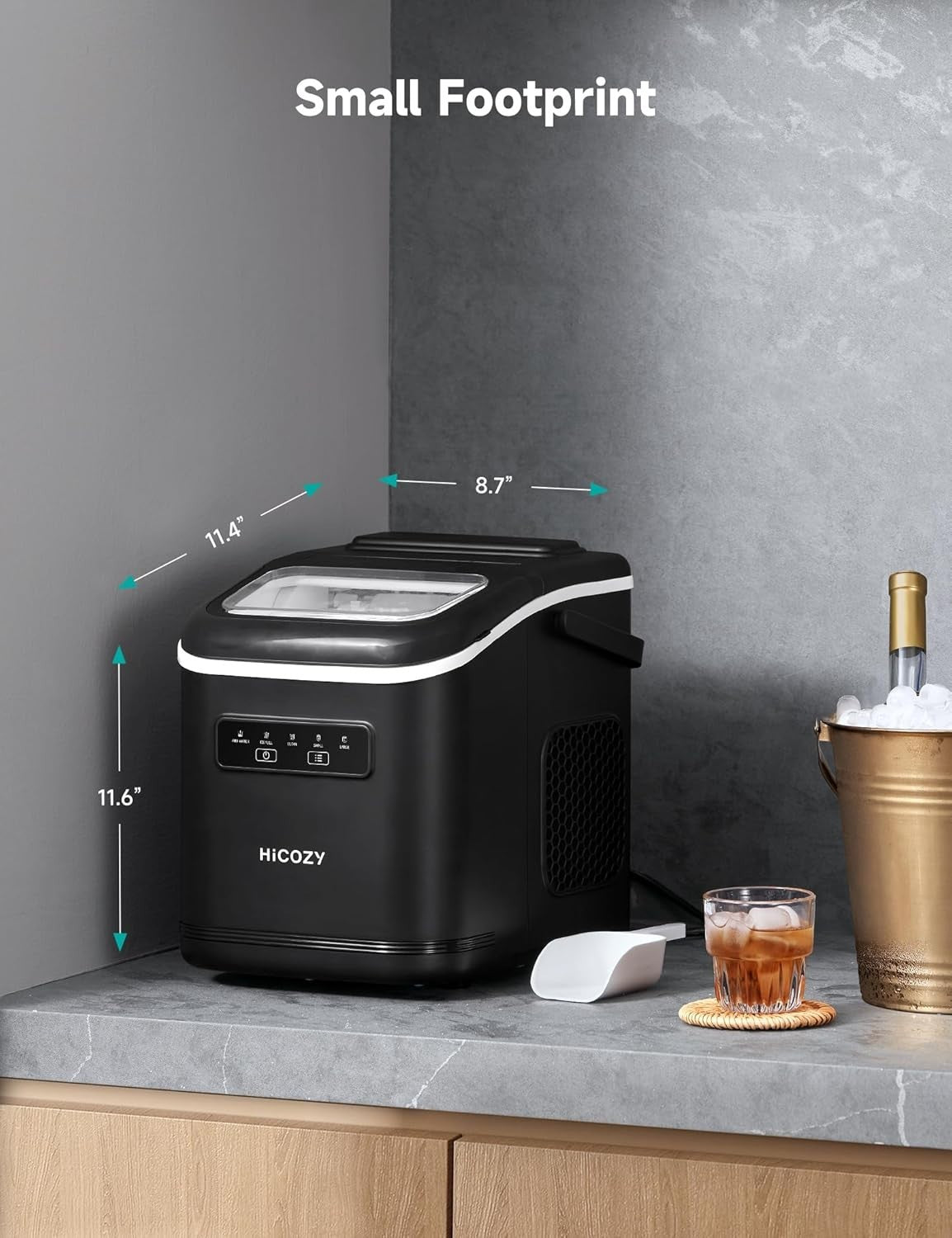 Portable Countertop Ice Maker 12kg Daily Fast Ice 6-Min Self Cleaning Handle