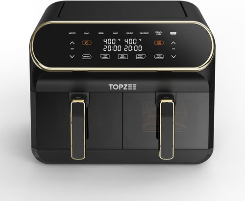 Dual Basket Air Fryer 8L | Easy-View Windows 8-in-1 Fast Healthy Cooking Gold