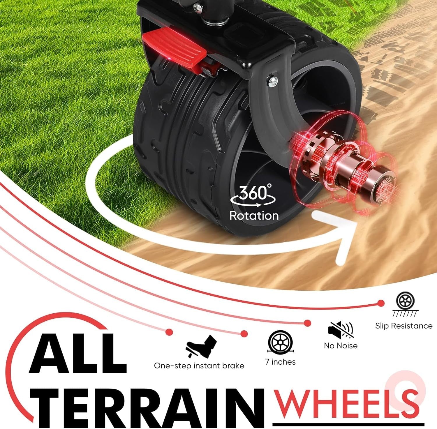 Red Black 400L Double Decker Folding Wagon Extra Long 450lbs All-Terrain Cart