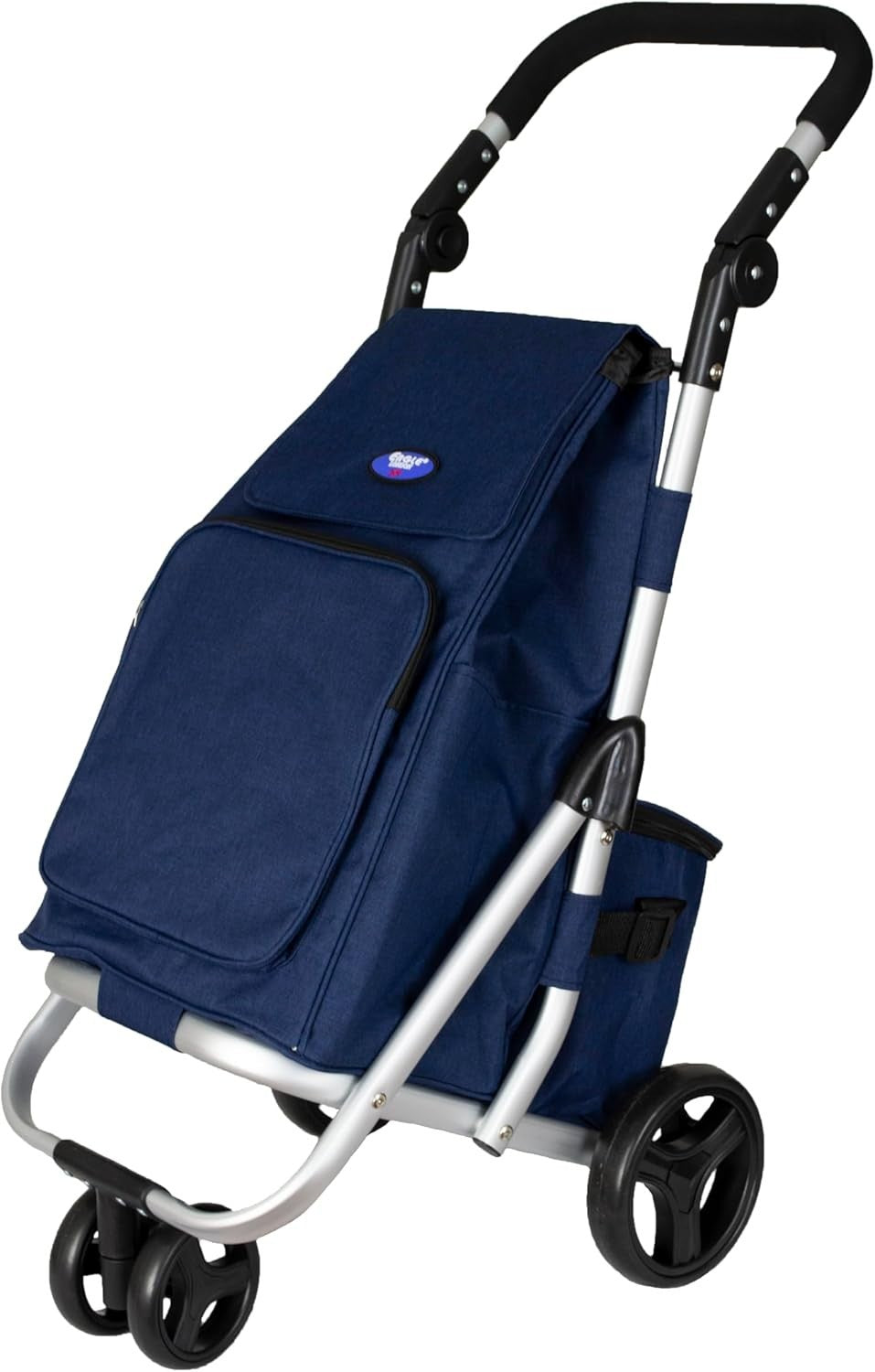 Aluminium Shopping Trolley with Spinner Wheels & Cool Bag 40L Navy