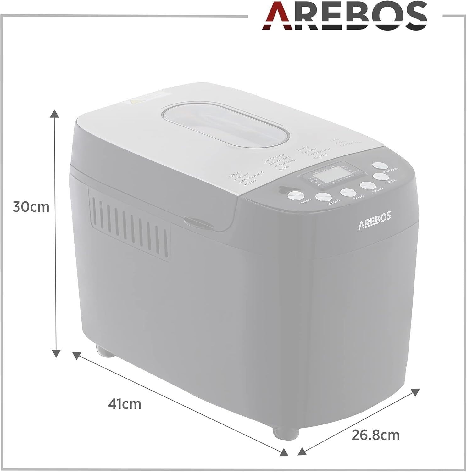 1500g Bread Maker 15 Programmes Timer LCD Display 3 Browning Levels