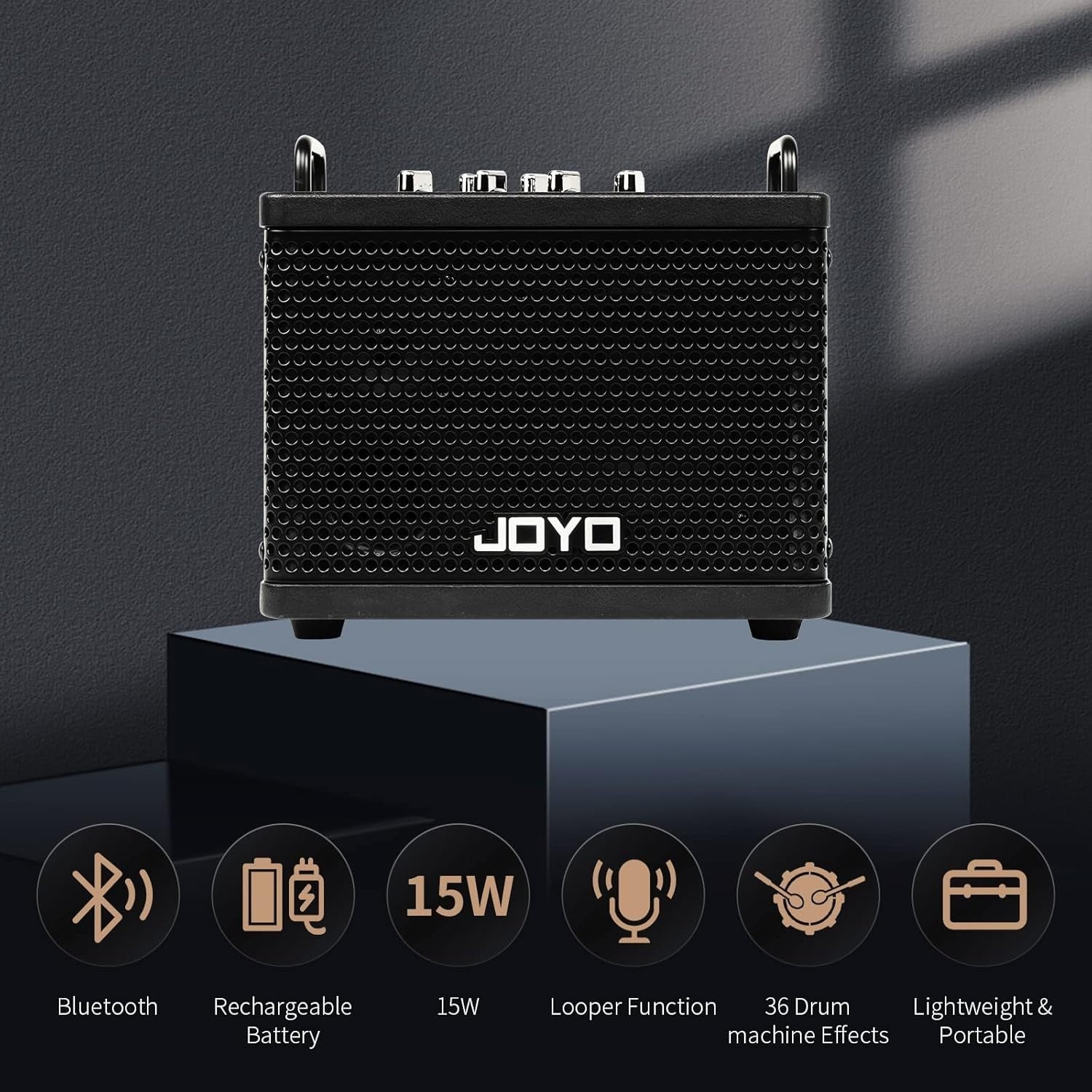 15W Portable Guitar Amp Rechargeable Bluetooth 9 Amp Models Looper FX