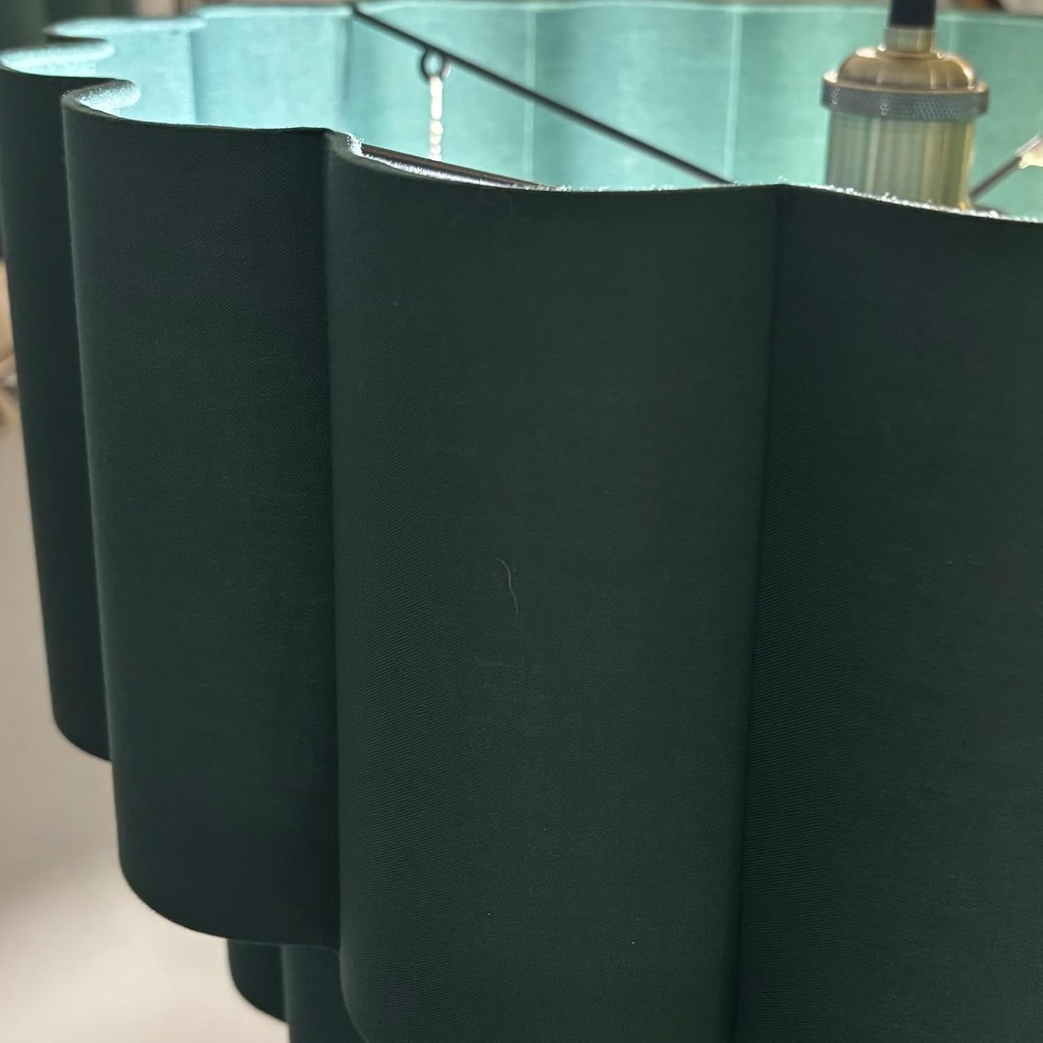 Grey Scalloped Drum Lampshade 48cm Wide Modern Ceiling Pendant Light