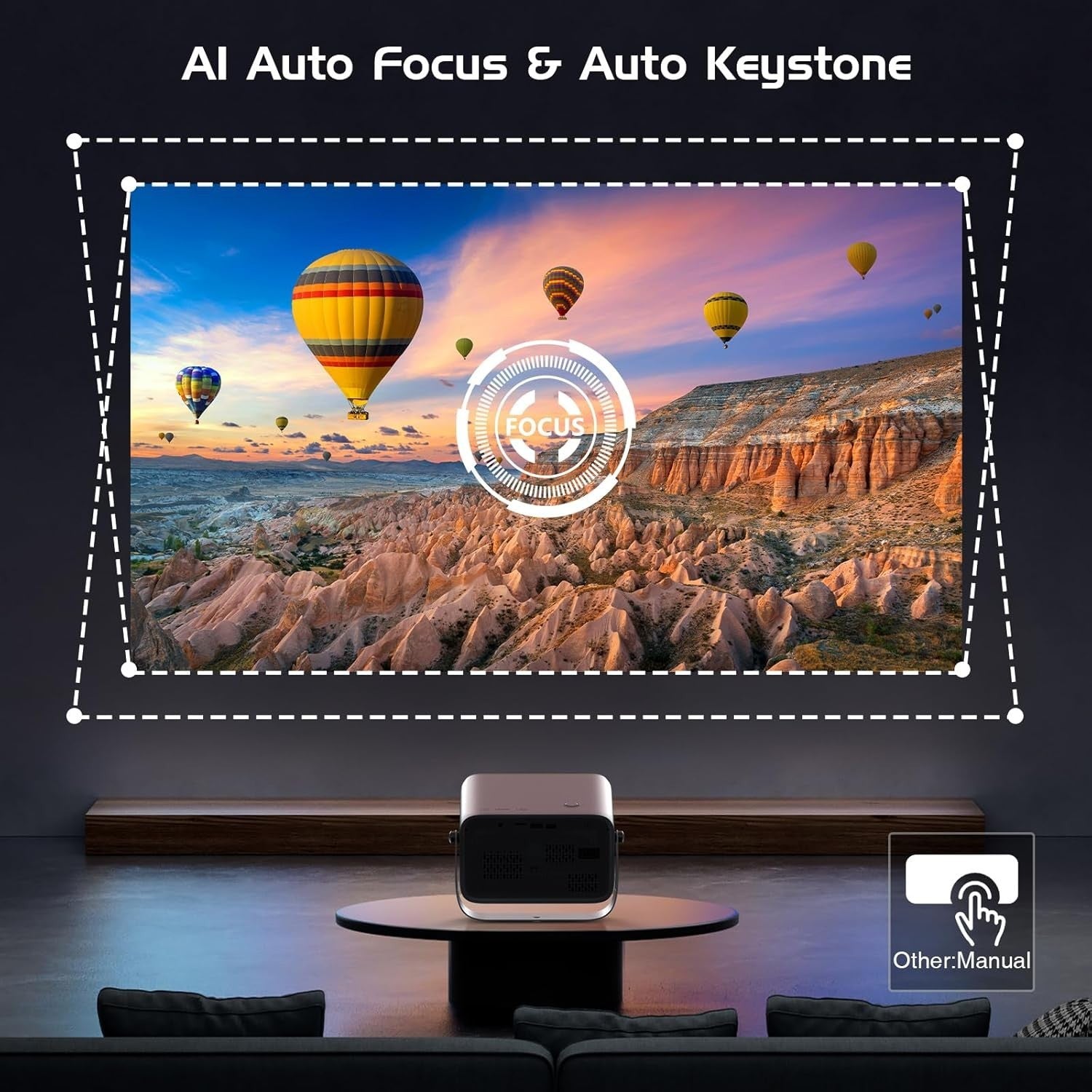 4K Smart Projector 1080P Auto Focus WiFi 6 Bluetooth 360° Portable