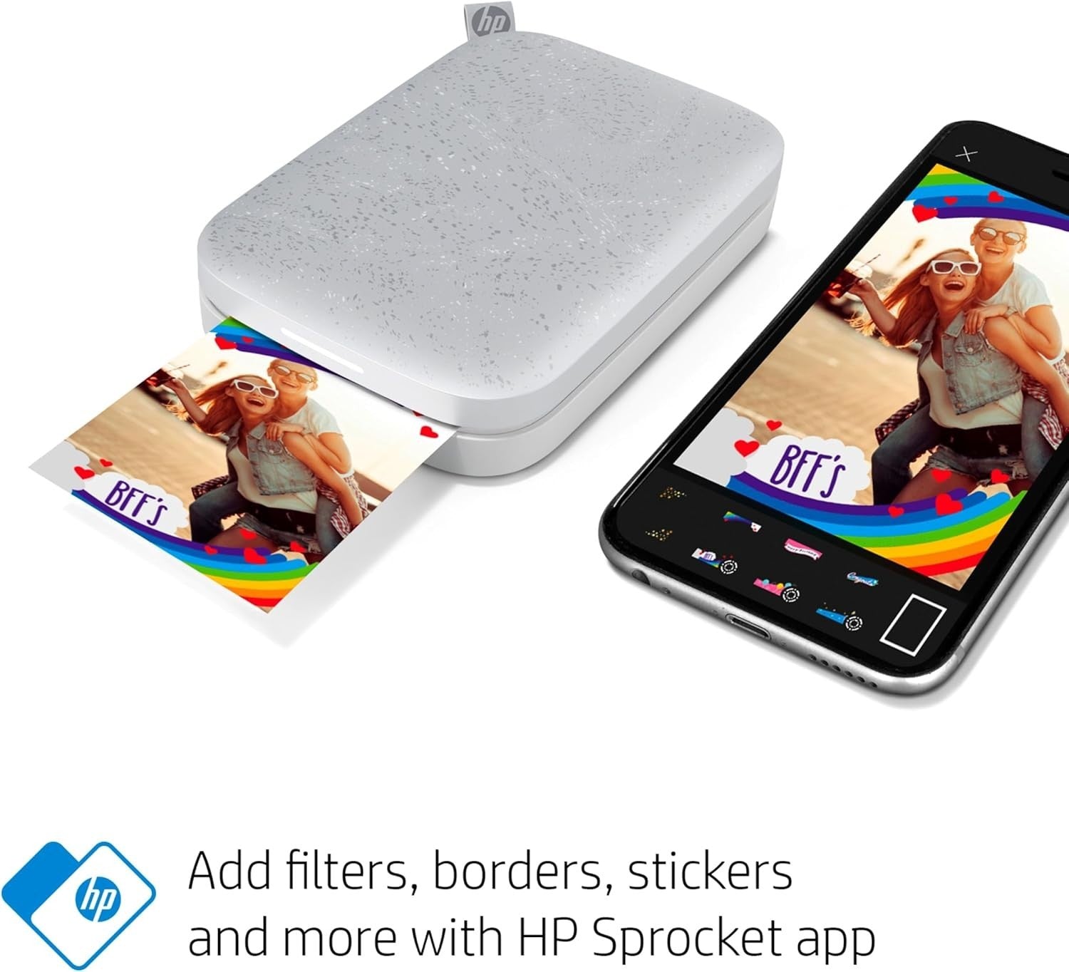 White Portable 2x3 Photo Printer Bluetooth Mobile Instant Sticker Pics