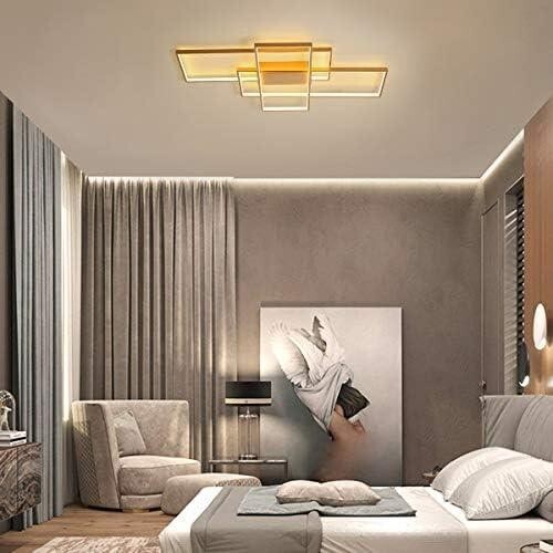 Gold LED Ceiling Light 3 Square Dimmable 50W Remote Control Modern Fixture