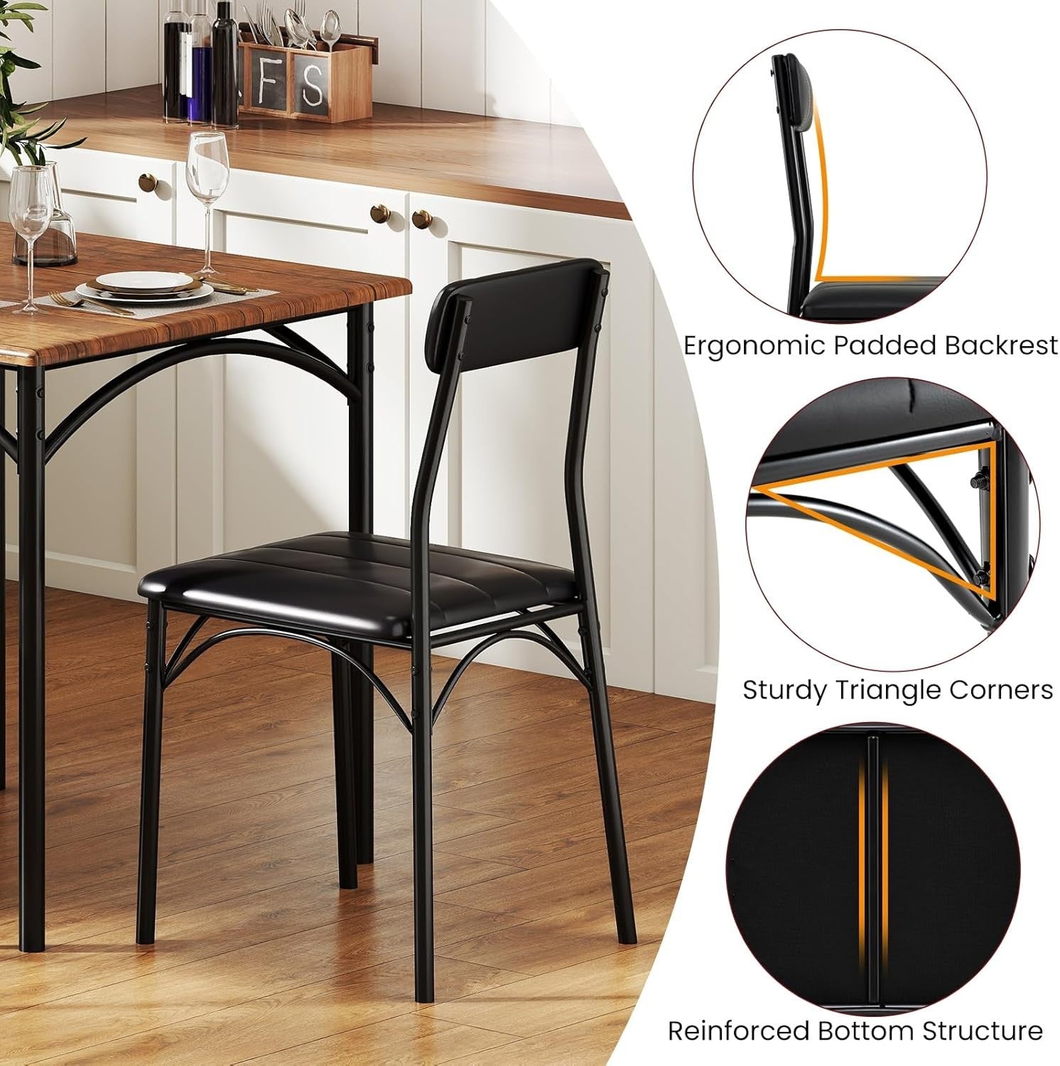Compact 3-Piece Dining Set with Padded Chairs | Space-Saving Kitchen Table