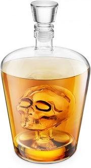 Skull Whiskey Decanter 1 Litre Hand-Blown Glass Liquor Bottle Bar Gift