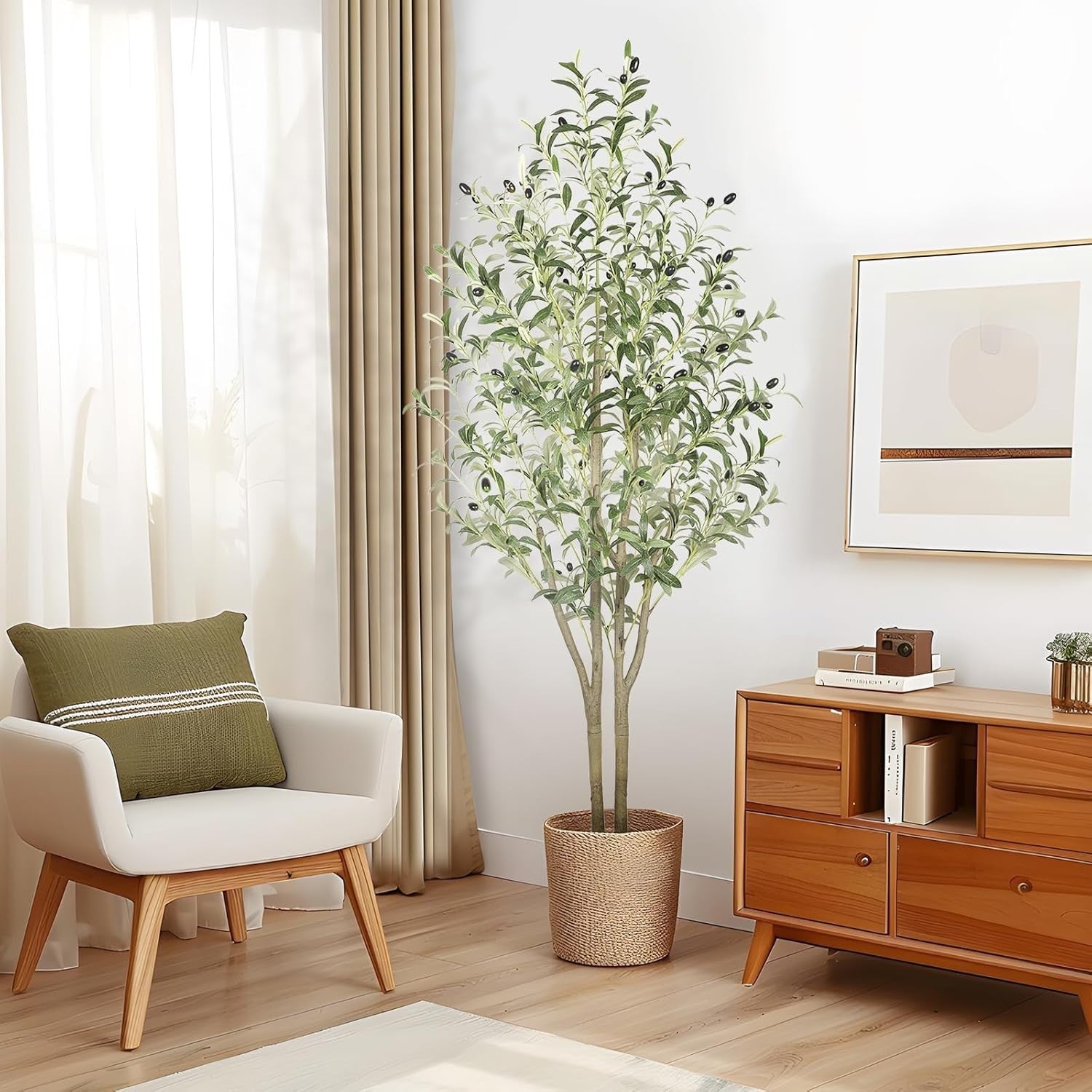 5ft Artificial Olive Tree with Pot Lifelike Leaves Indoor Outdoor Home Decor