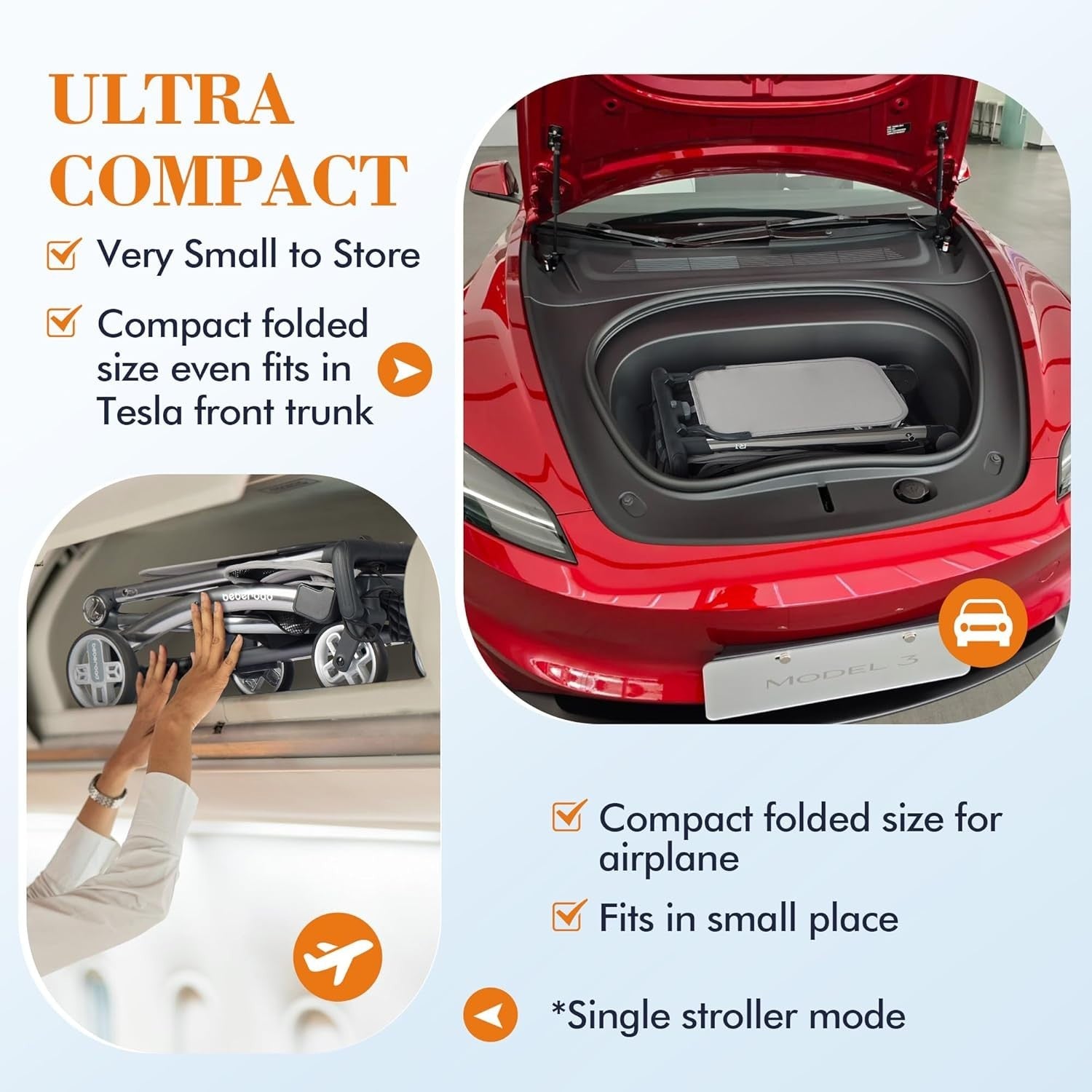 Auto Fold Double Stroller Side by Side Tandem Pushchair 45kg