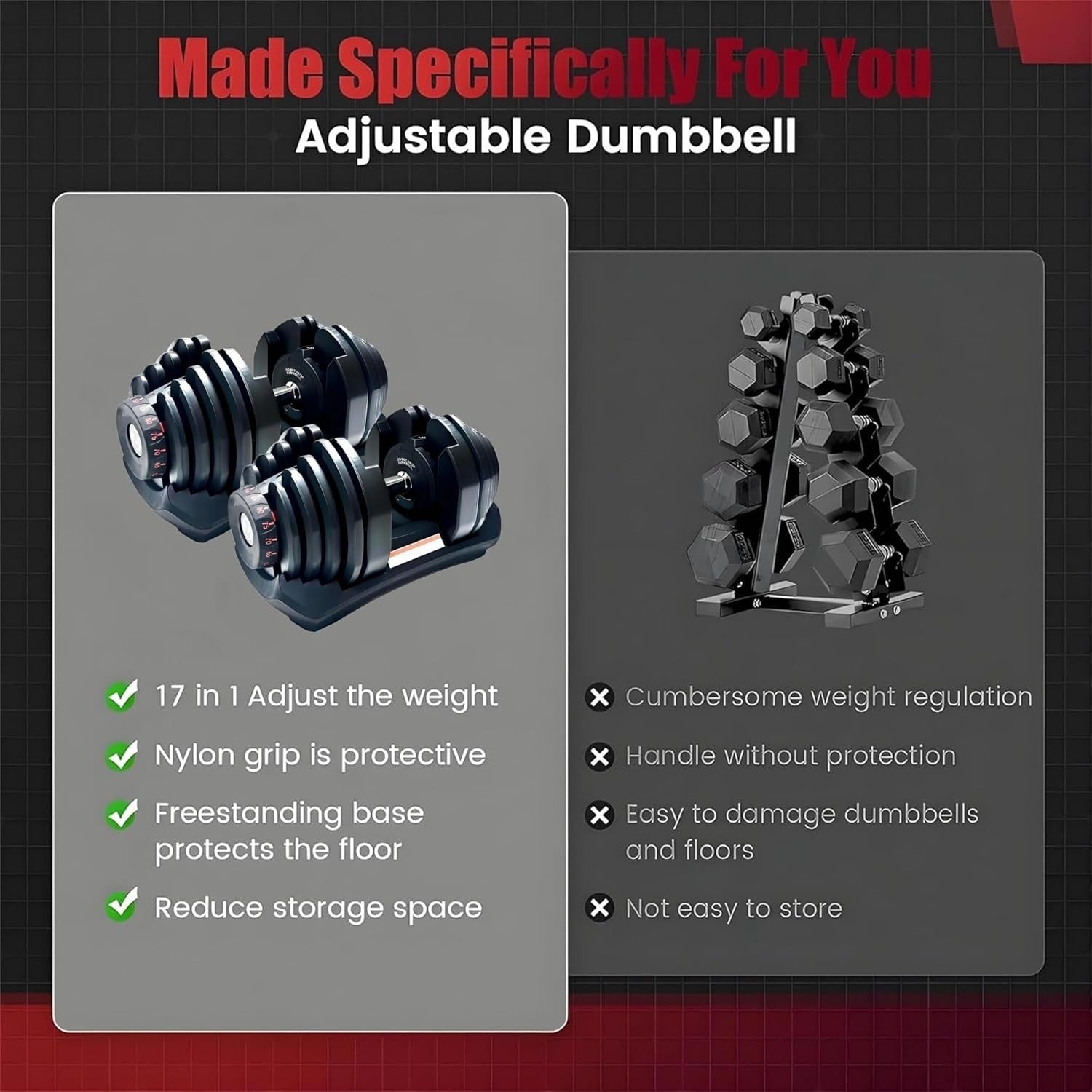 Auto Dial Adjustable Dumbbells Pair 5–40kg With Base & Hand Grippers