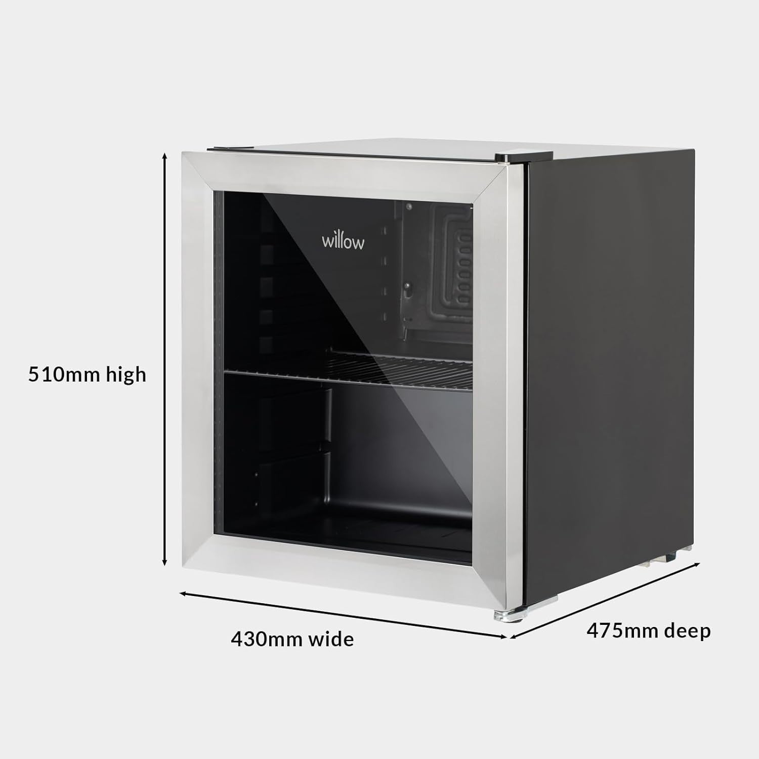 48L Mini Fridge Stainless Steel Table Top Cooler Triple-Glazed Glass