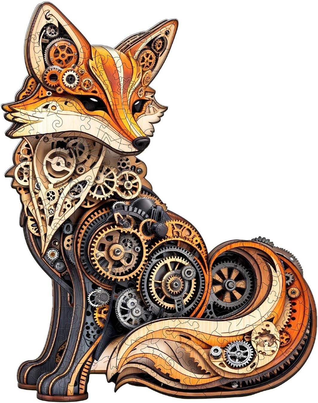 Fox Wooden Jigsaw Puzzle 165pcs Animal Shape Adult Kids Gift Box Decor