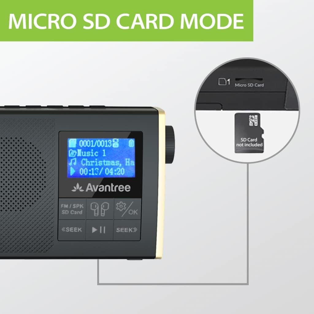 Portable FM Radio Bluetooth Speaker SD Player 11hr Rechargeable
