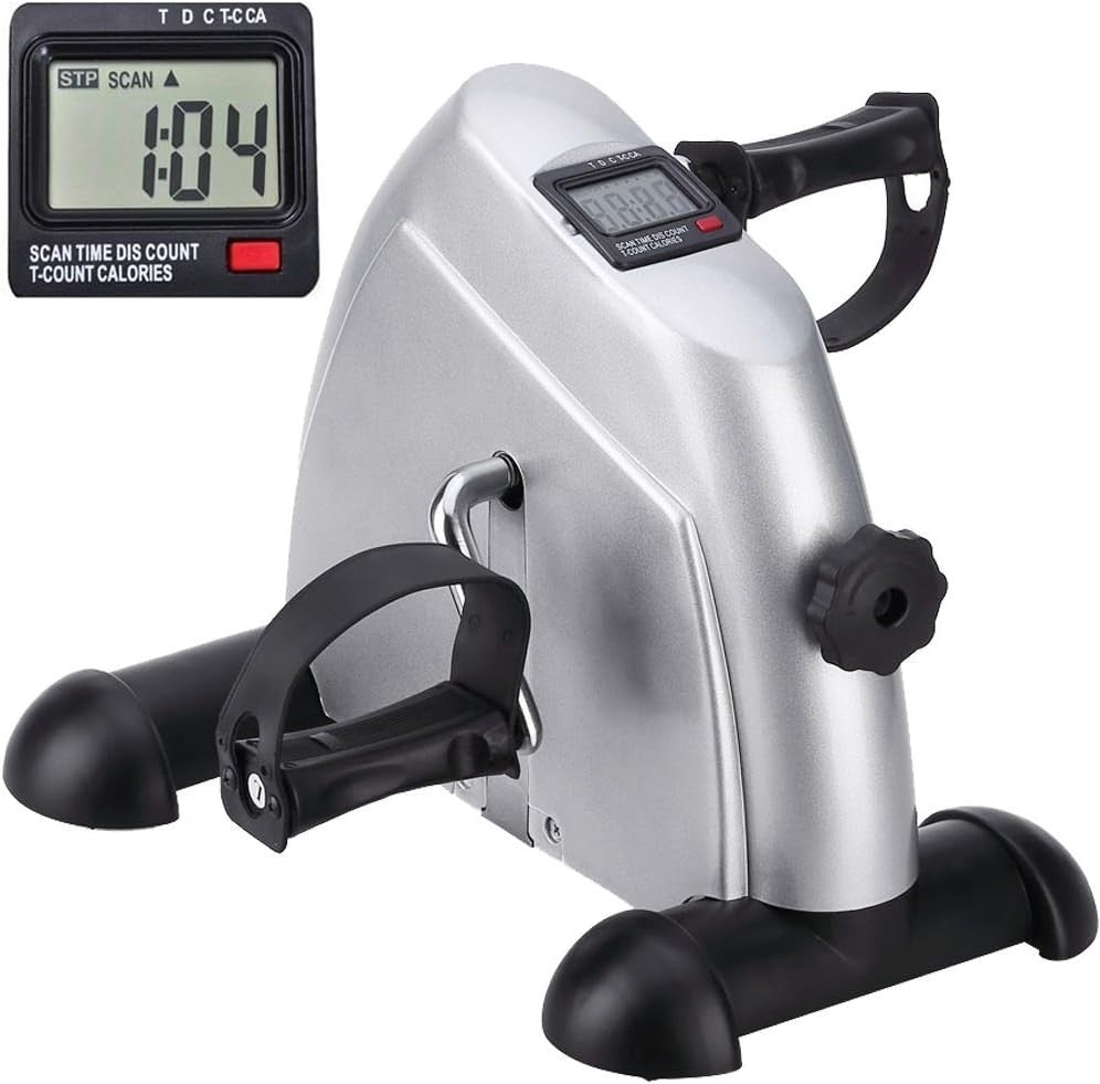 Mini Exercise Bike Pedal Exerciser for Legs & Arms LCD Portable