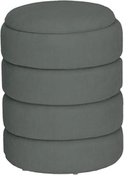 Light Grey Velvet Round Storage Ottoman Pouffe Footstool Vanity Stool