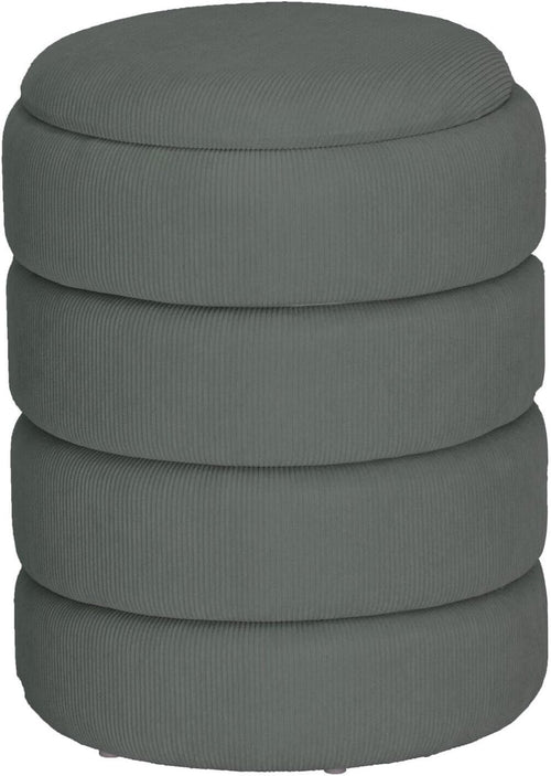 Light Grey Velvet Round Storage Ottoman Pouffe Footstool Vanity Stool