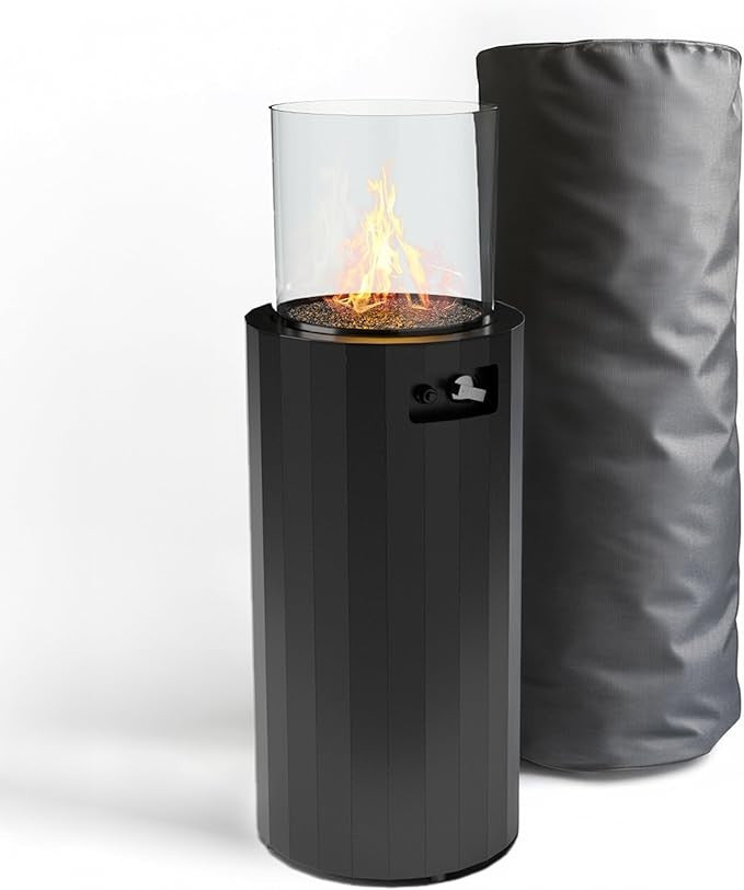 Outdoor Gas Fireplace Patio Heater Portable Propane Garden Heater w/ Cover