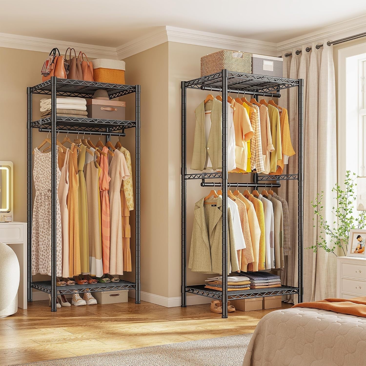 Heavy Duty Clothes Rail 380KG Adjustable Shelves Wardrobe Black