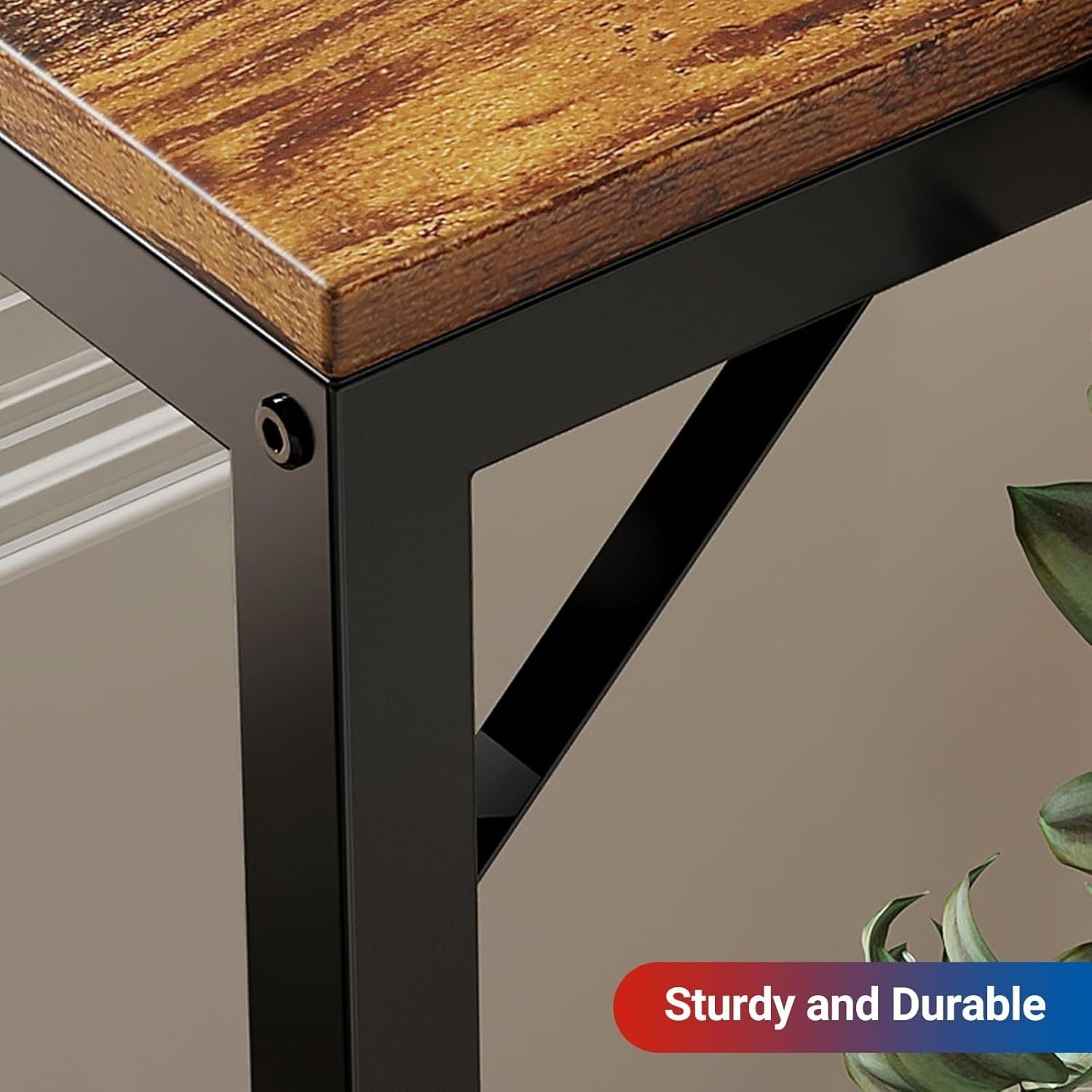 Narrow Console Table with Charging Station & USB Ports, 23x100x80cm, Brown