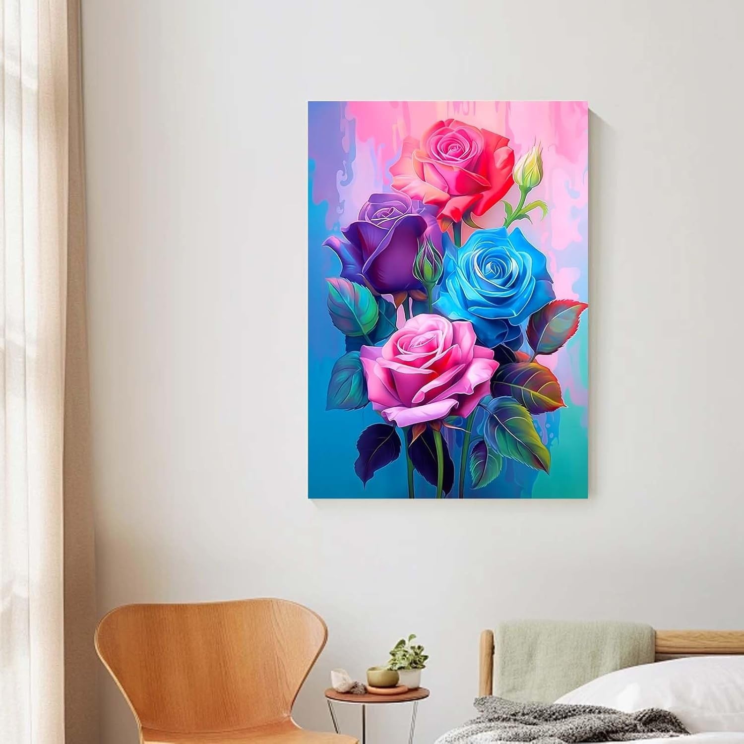 Framed Rose Canvas Wall Art 12x16in Waterproof Floral Print