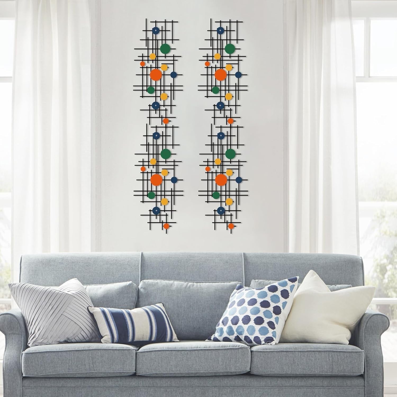 Set of 2 Geometric Metal Wall Art Modern 3D Abstract Decor