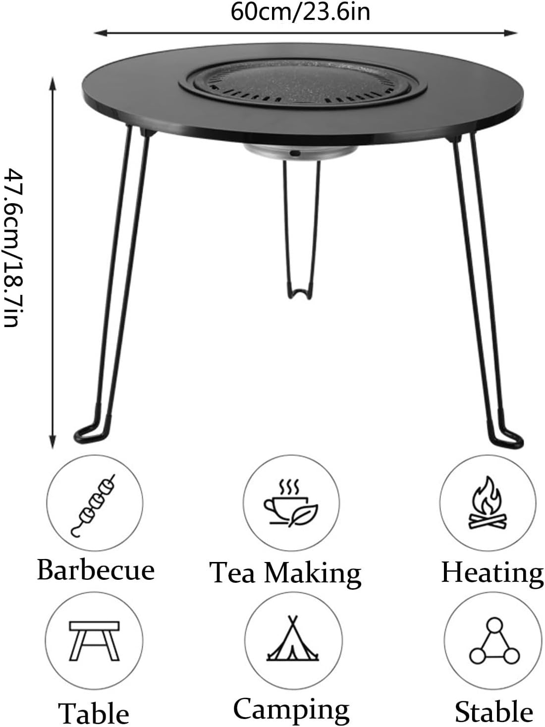 Portable Korean Charcoal BBQ Grill Table Set Outdoor Folding