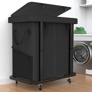 190L Large Rolling Laundry Hamper Black 2 Section Heavy Duty Basket on Wheels