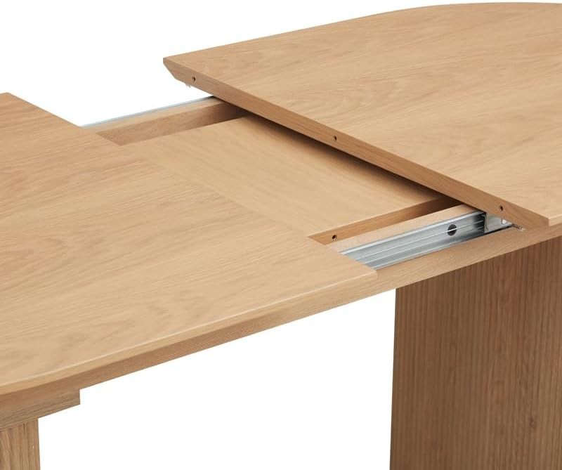Extending Natural Wooden Dining Table 6 Seater Oval Modern Space Saving