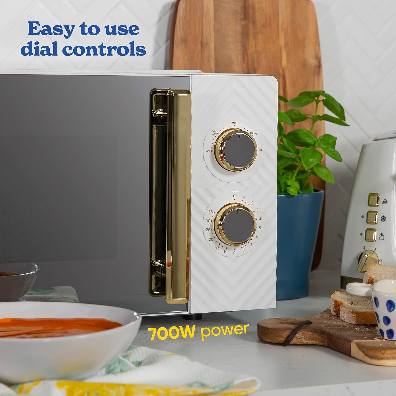 17L Manual Microwave 700W 5 Power Levels Defrost Timer White
