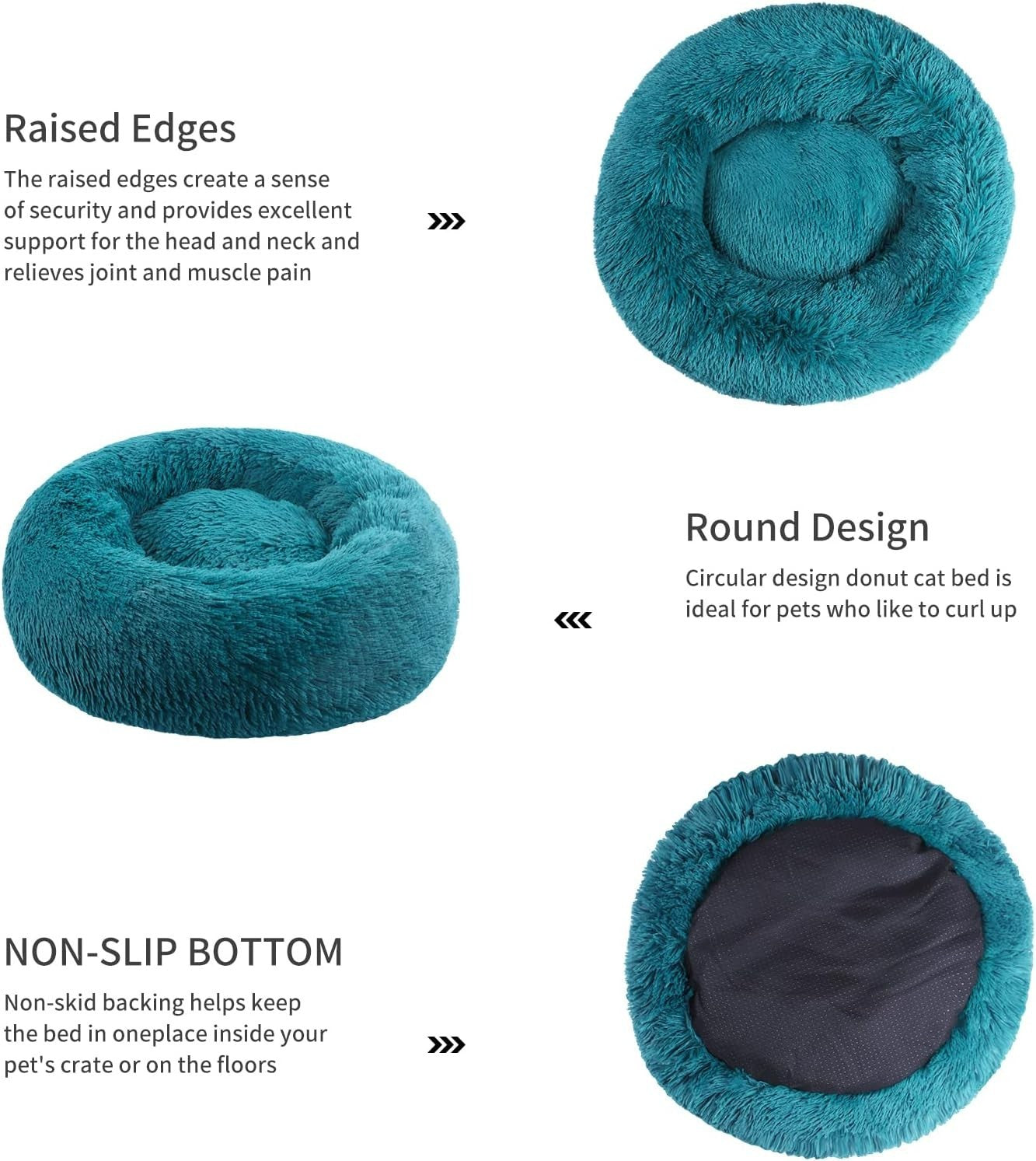 80cm Calming Donut Dog Bed Plush Washable Non Slip