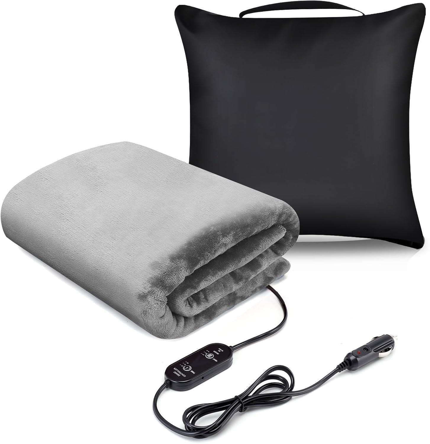 Electric Car Heated Blanket 12V 24V Travel Throw Timer Washable