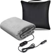 Electric Car Heated Blanket 12V 24V Travel Throw Timer Washable
