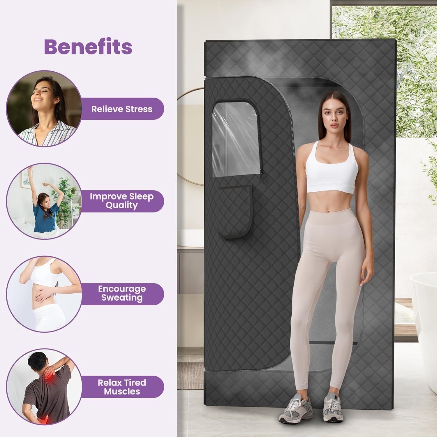 Full Size Portable Steam Sauna Box Home Spa 3L Fast Heat Detox Tent Relax Chair