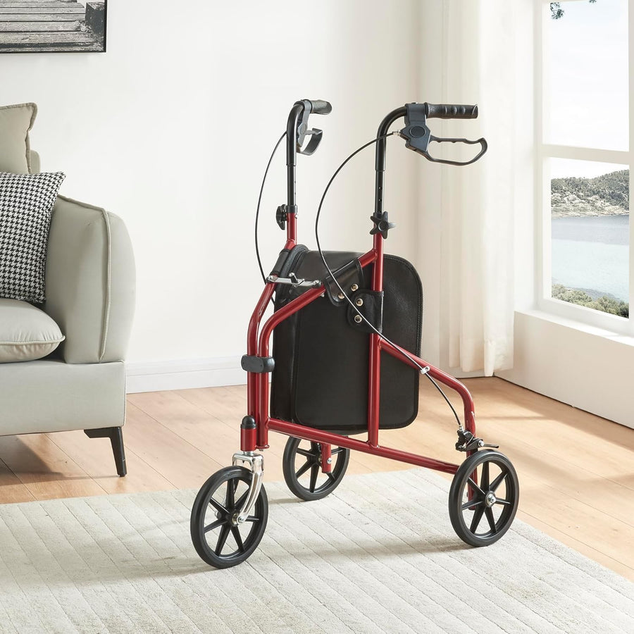 3 Wheel Lightweight Rollator Walker Folding Adjustable Brakes Mobility Aid