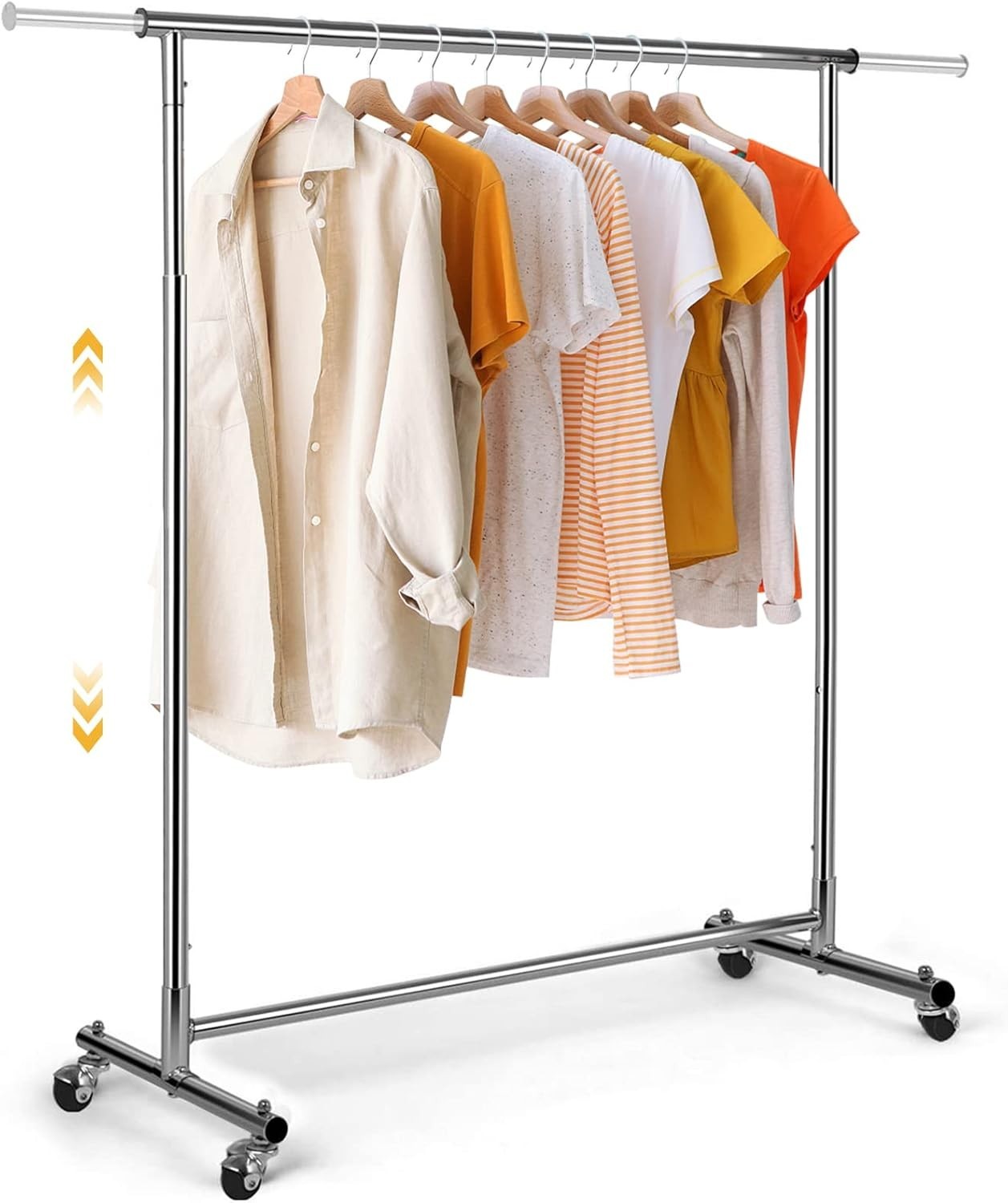 Adjustable Chrome Clothes Rail with Wheels Heavy Duty