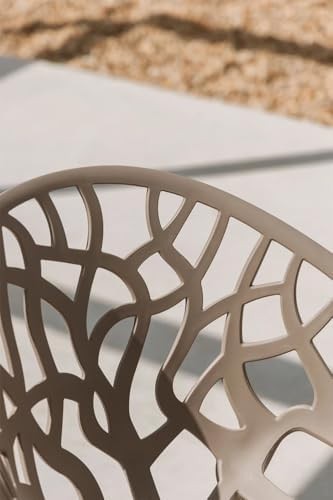 Set of 4 Stackable Plastic Dining Chairs Indoor Outdoor Garden Beige