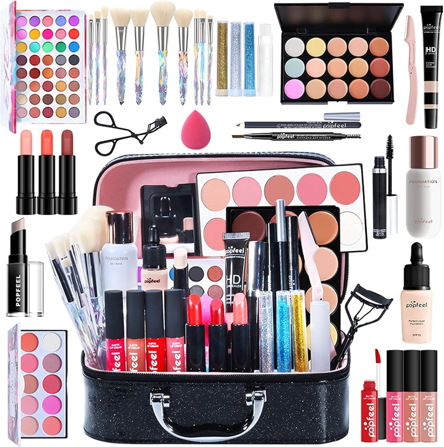 Professional Makeup Set Full Face Starter Kit Travel Case