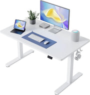White Electric Standing Desk 100cm Adjustable Sit Stand Table with Memory