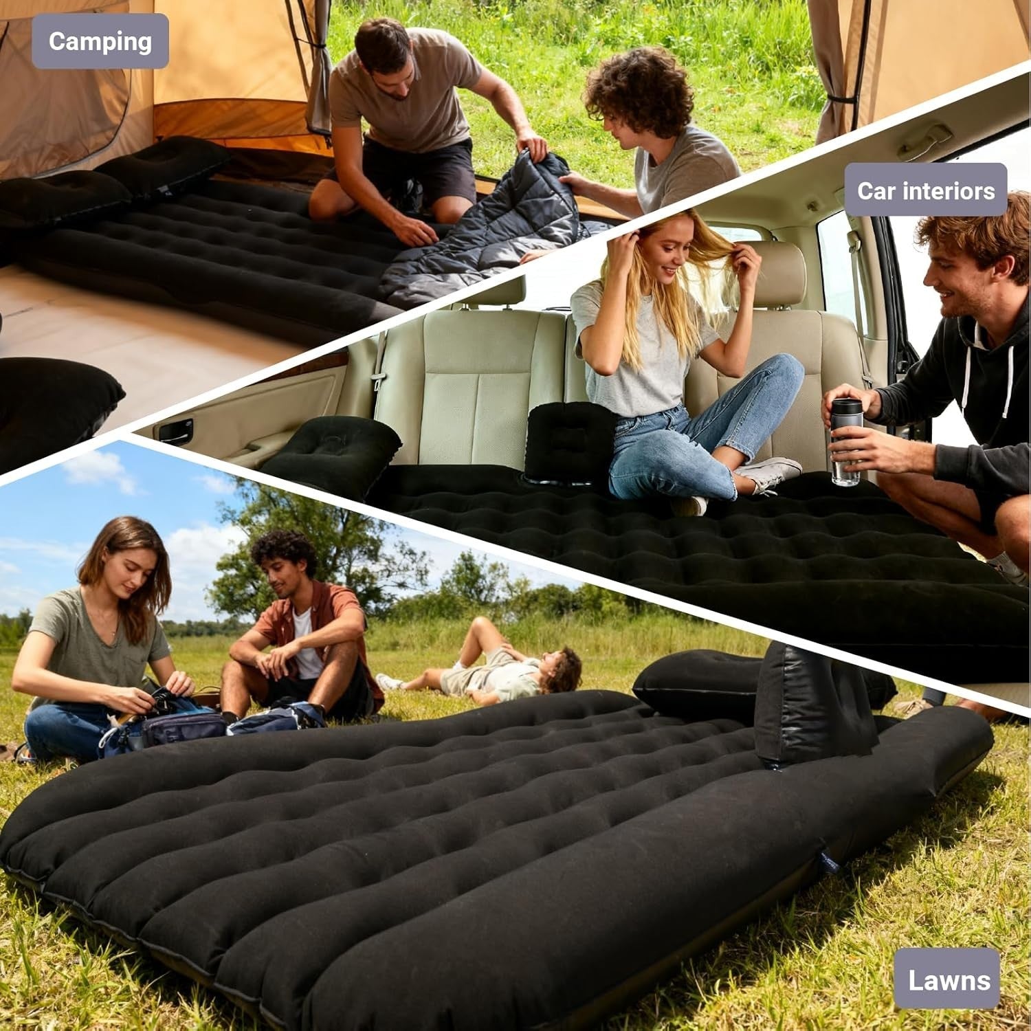 Inflatable Car Air Mattress – Portable Back Seat Bed with Pump & Pillow