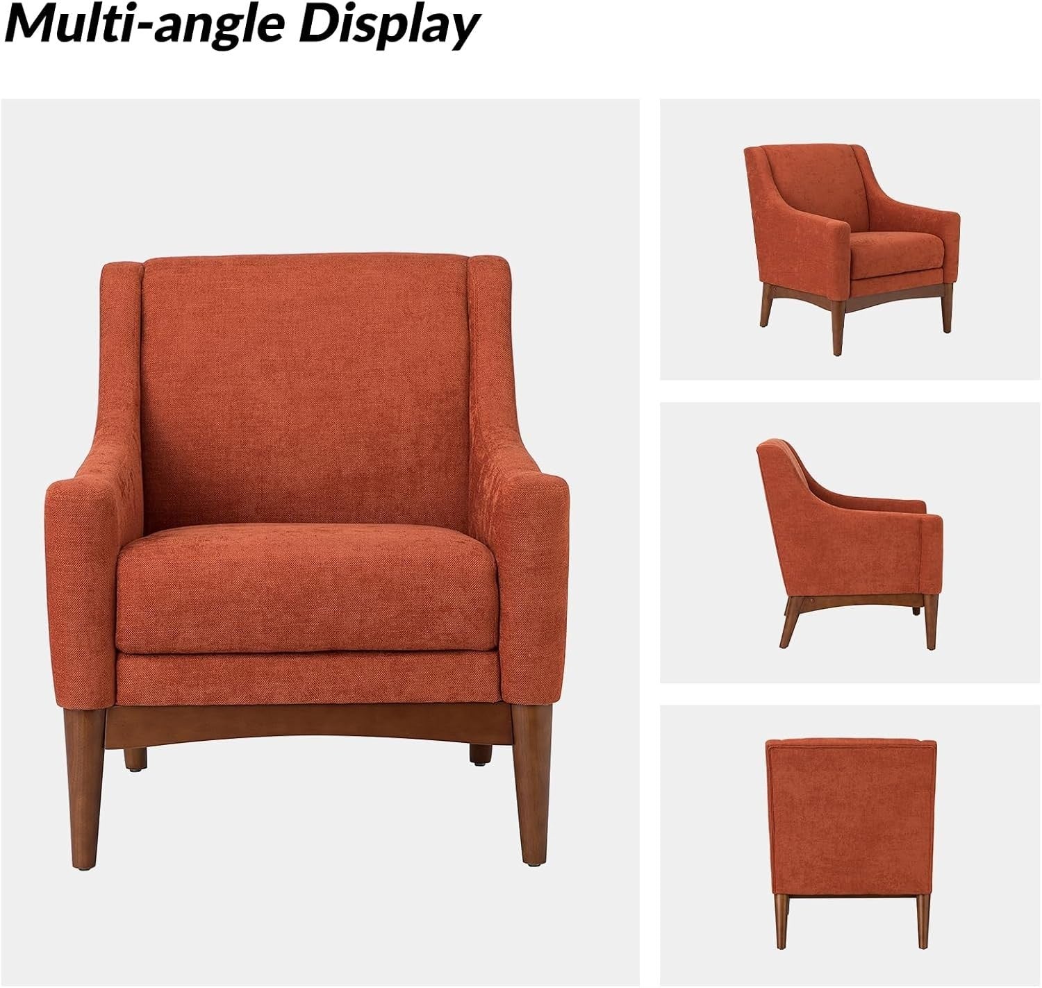 2x Orange Accent Armchairs Set Modern Lounge Chairs Upholstered for Living Room