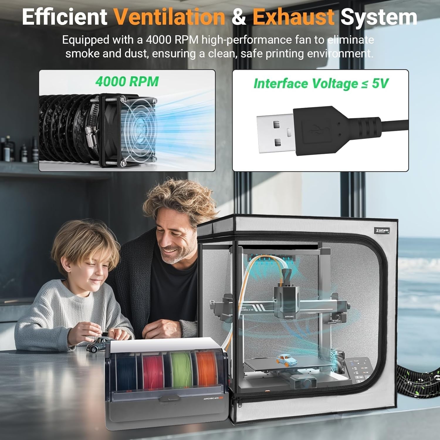 3D Printer Enclosure Fireproof Ventilated LED Noise Reduction Large