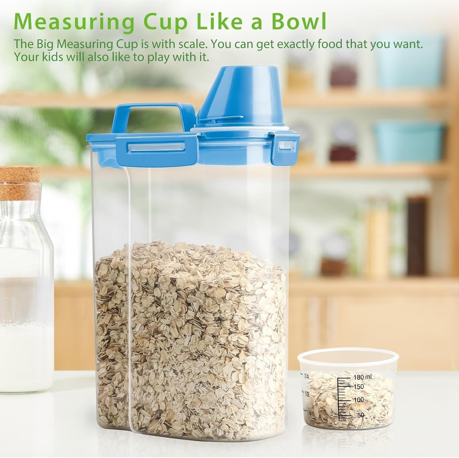3L Airtight Rice Dispenser BPA Free Dry Food Bin w Cup
