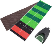 Indoor Golf Putting Mat 53" Trainer Practice Mat w Ball Return Alignment