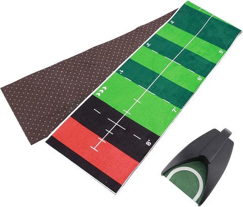 Indoor Golf Putting Mat 53" Trainer Practice Mat w Ball Return Alignment