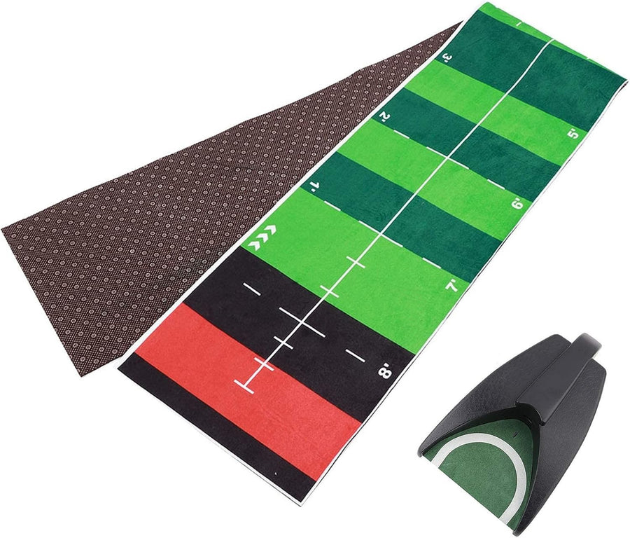 Indoor Golf Putting Mat 53" Trainer Practice Mat w Ball Return Alignment